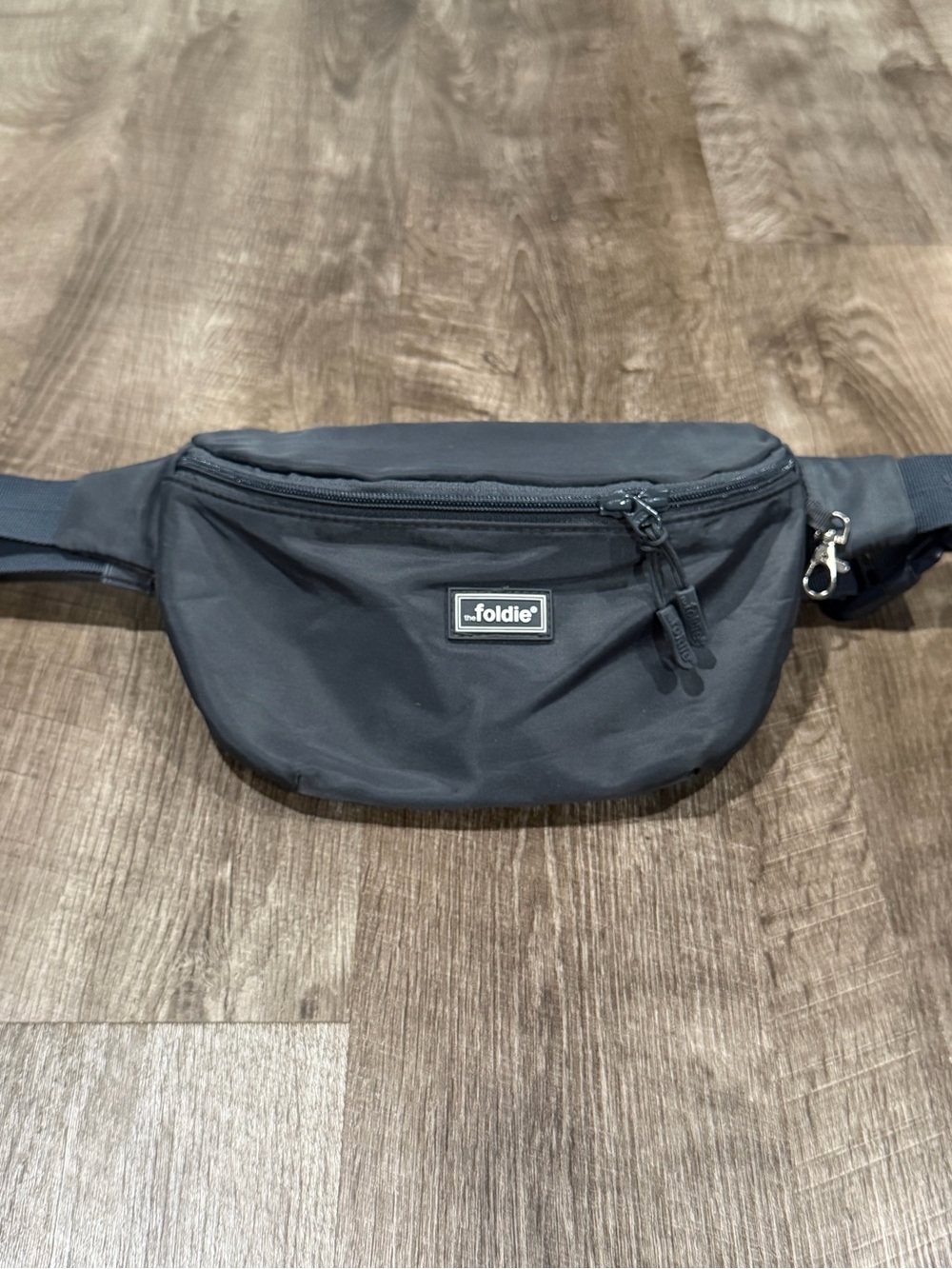 the foldie black waist bag fanny pack